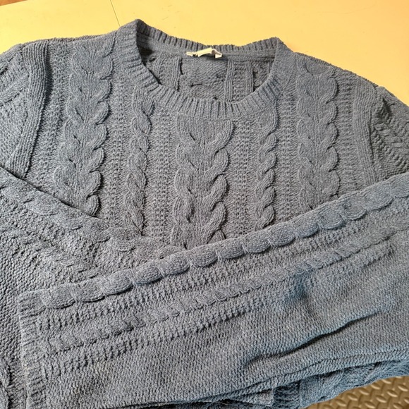J. Jill Sweaters - J. Jill Womens Navy Blue Chenille Cable Knit Sweater Crew Neck Pullover 173811 M